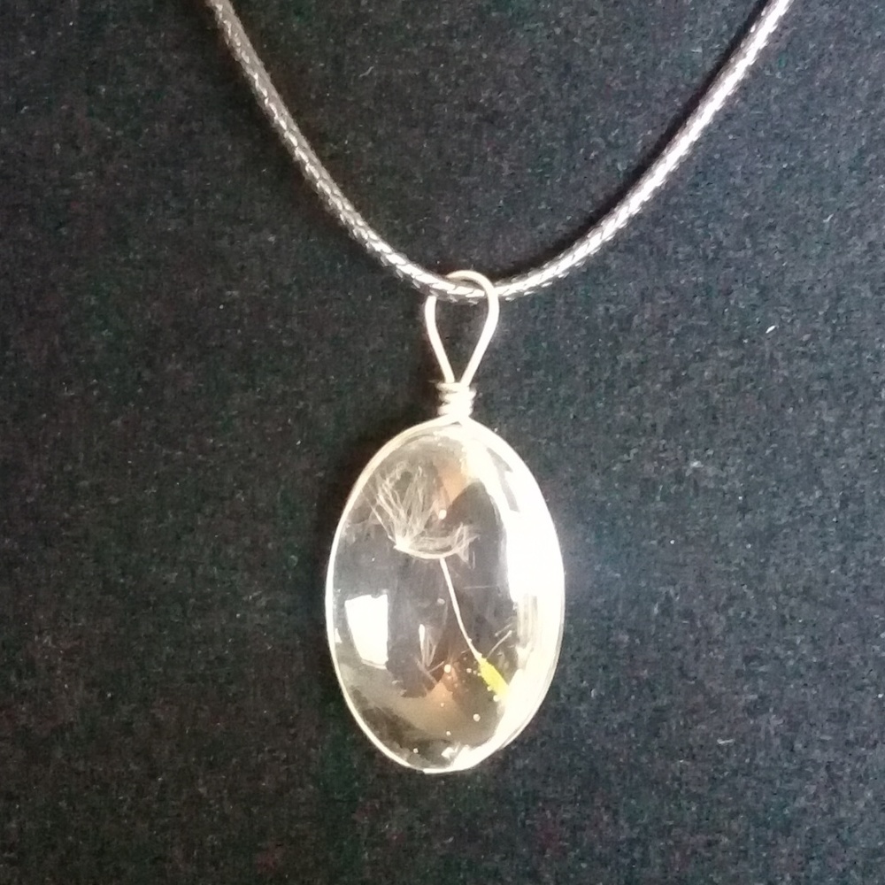 925 Sterling Silver Dandelion good luck wish necklace